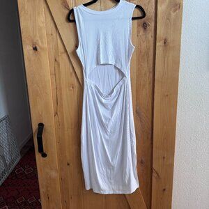 Cut out fitted knit white dress, XL